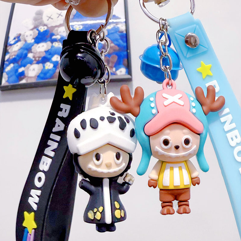 Trendy Cute Super Adorable One Piece Pendant Silicone Toy Luffy Chopper Doll Bag Charm Sheep Keychain