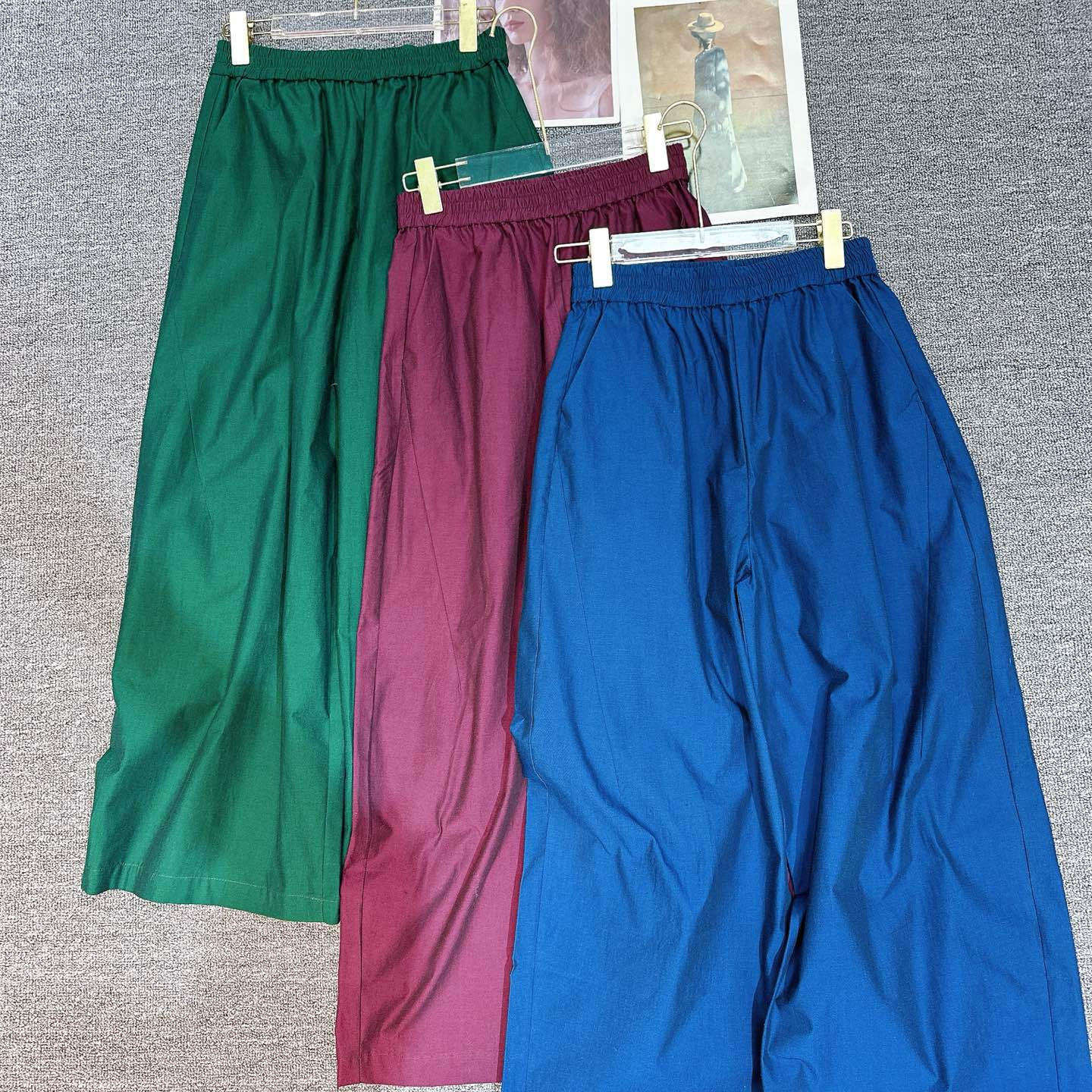 Shenzhen Nanyou 2026 Women's High-End European-Style Spring New Elastic Jacquard National Style Casual Pima Cotton Wide-Leg Pants