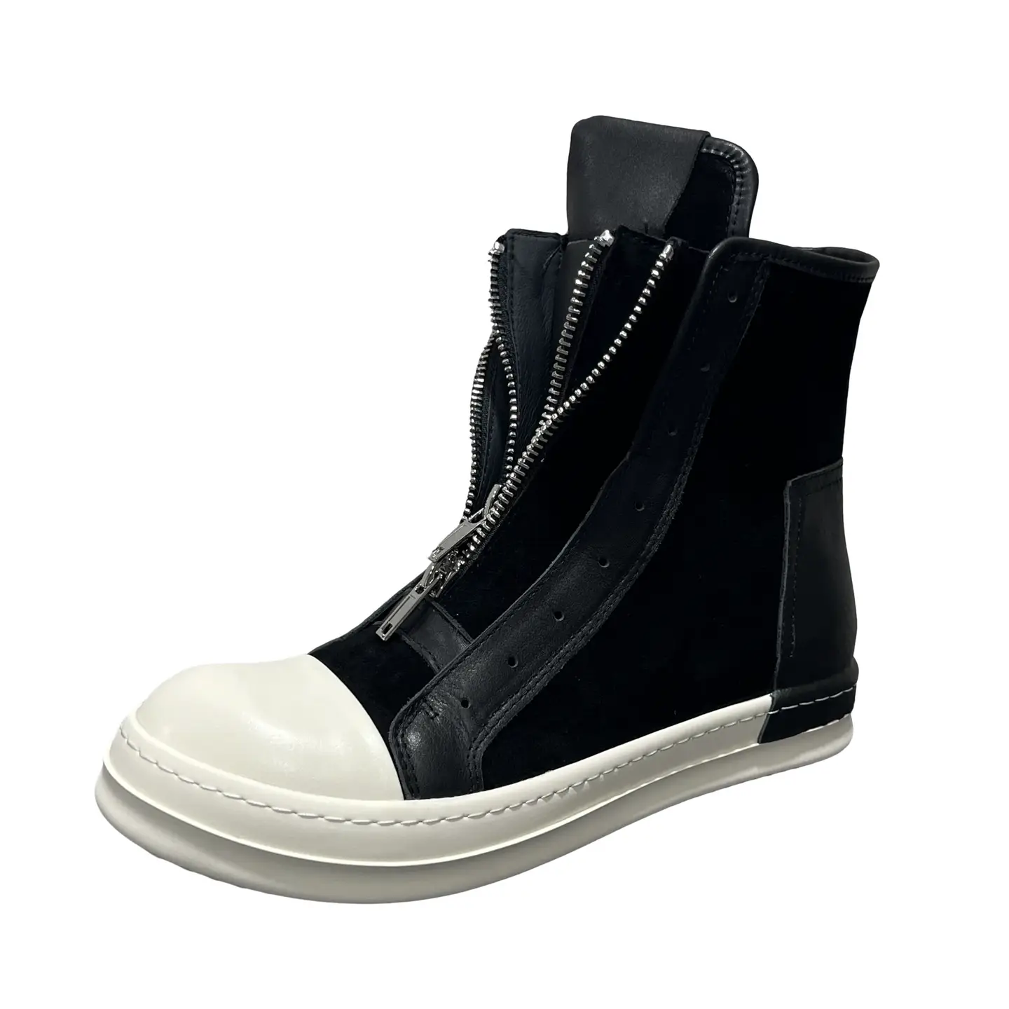 Ro2026 New High-Top Men's Shoes, Dark Style, Double Zipper, Milky Thick Sole, Height-Increasing, Large Size, Export Short Boots, Unisex
