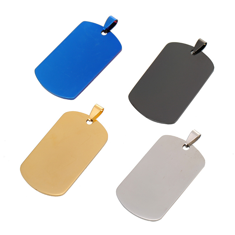 Stainless Steel Pendant Titanium Steel Dog Tag Military Brand Necklace Keychain Soldier Identity Tag Double-Sided Fine Polished and Exquisite