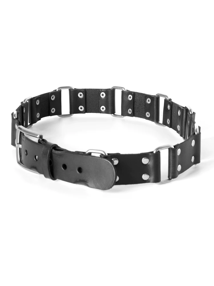 Serumcore First-Layer Cowhide Leather Belt - Vegetable-Tanned Leather Belt with Metal Ring Buckle, Punk Style