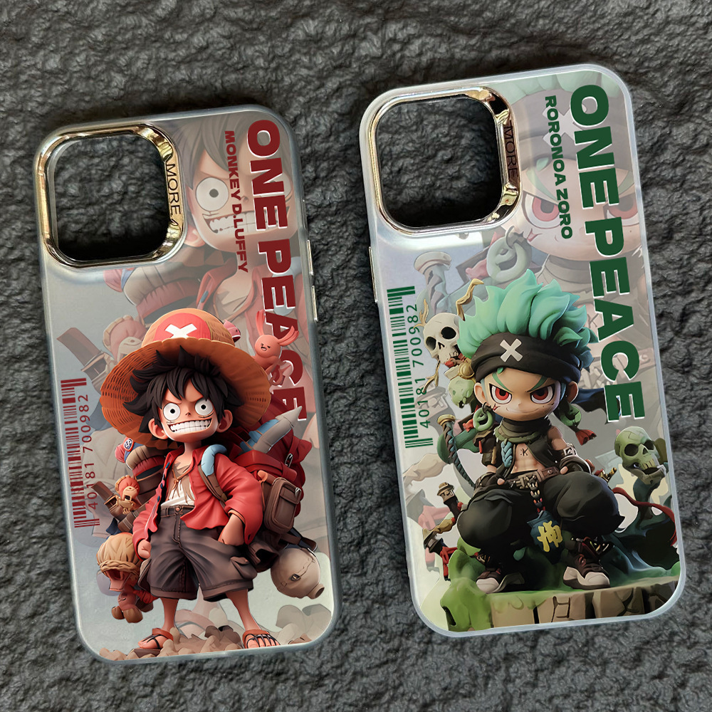 Naruto Luffy Anti-Drop Phone Case 17Promax Silver Case Apple 16 Protective Case 15 Anime 14 Electroplated 13 Hard