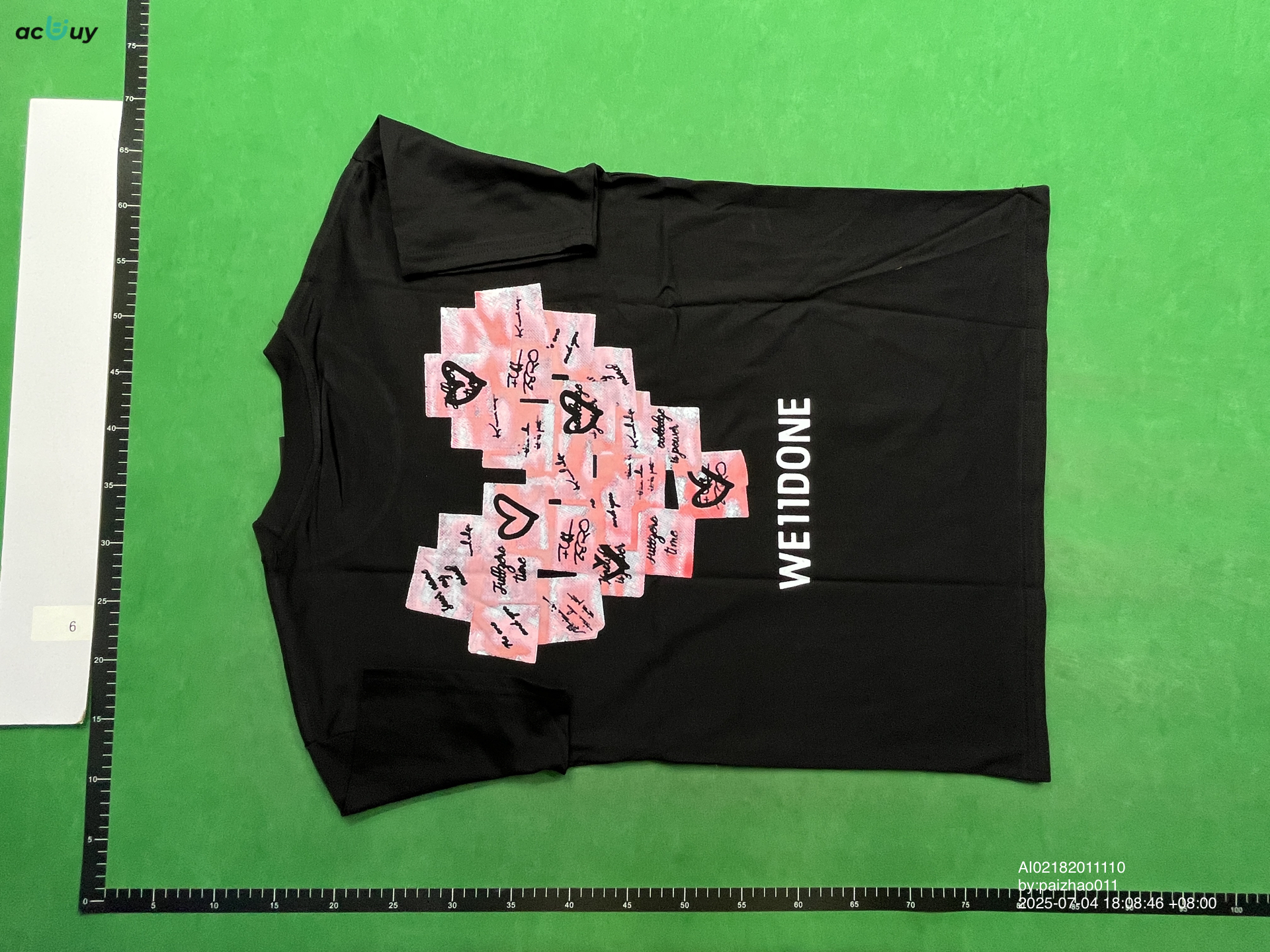 We11Done Heart Round Neck Short-Sleeved Couple Style Printed Trendy Brand Loose Casual T-Shirt for Men and Women QC