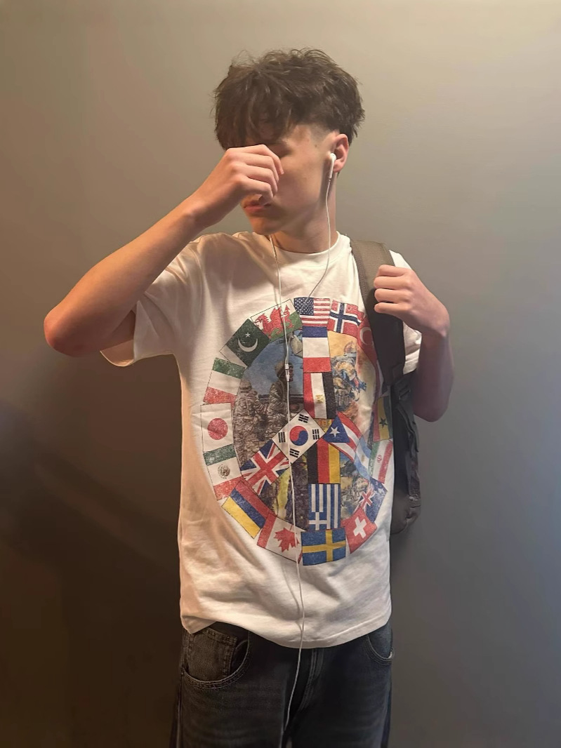 European and American Cross-border Multinational Flag Community of Destiny Stereo Printing Men's and Women's Summer Loose Pullover Top