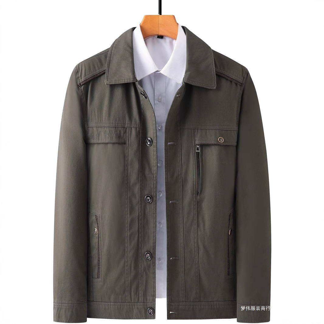 Dad's Outwear Spring & Fall Lapel Middle-Aged Men's Autumn Cotton Top Middle-Aged and Elderly Men's Jacket Mengwei