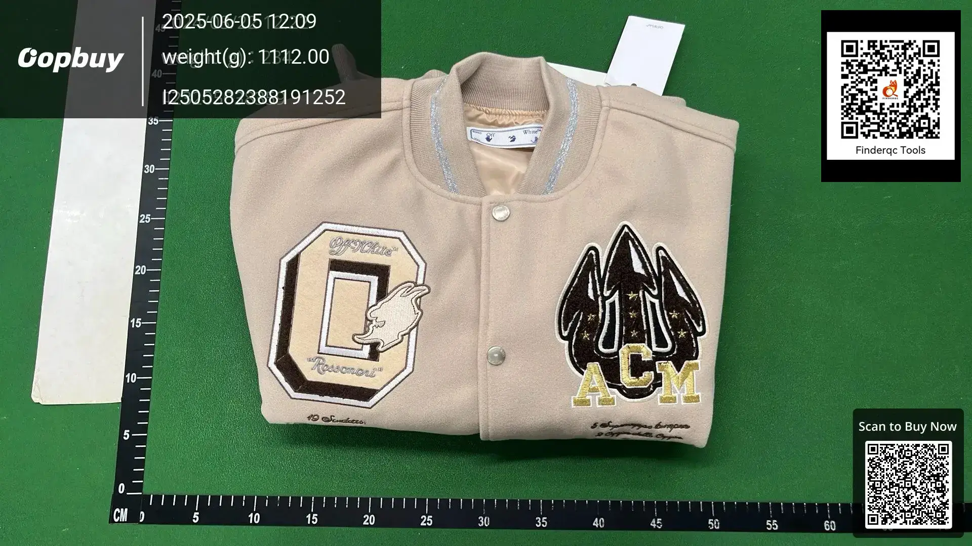 2024 European and American Trendy Brand Autumn and Winter New Ow Joint Logo Label Baseball Jacket Versatile Men and Women Same Style Batch