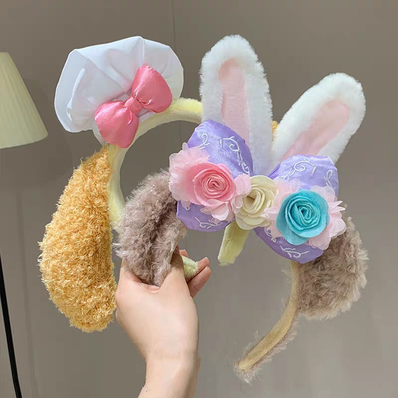 New Bear Rabbit Ear Headband Mickey Amusement Park Headband Cake Headband Hairpin Adult Children's Park Headwear