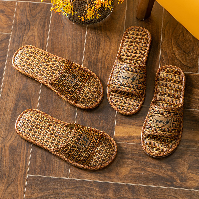Household Sandals for Men, Summer Rattan Straw, Women's Indoor Home, Linen, Non-Slip, Non-Stinky Feet, Wholesale, Four-Season Customization