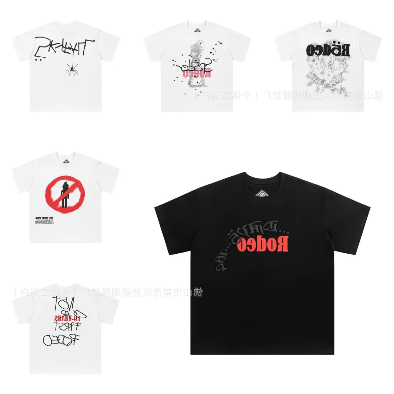 Foreign Trade Beauty Trend Sp5Der555555 Spider Web Print Summer Loose Trendyy Men and Women Couple Short-Sleeved T-Shirt Summer