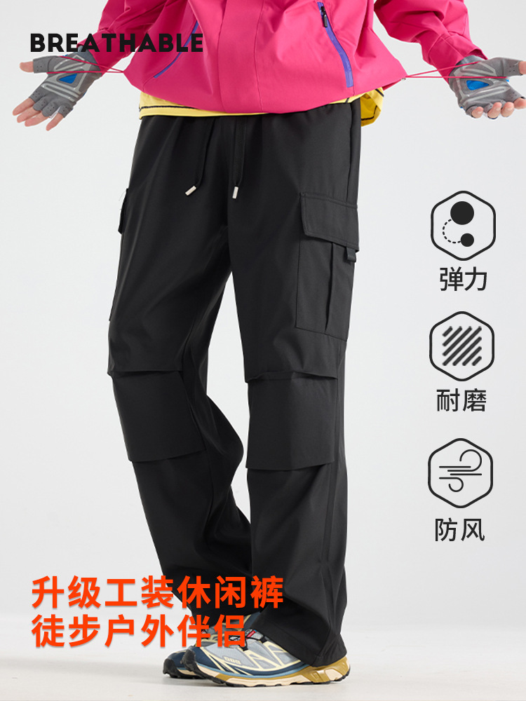 Men's Windproof Waterproof Scratch-resistant Wear-resistant Cargo Pants Women's Outdoor Travel Warm Pants Straight Pants Customized