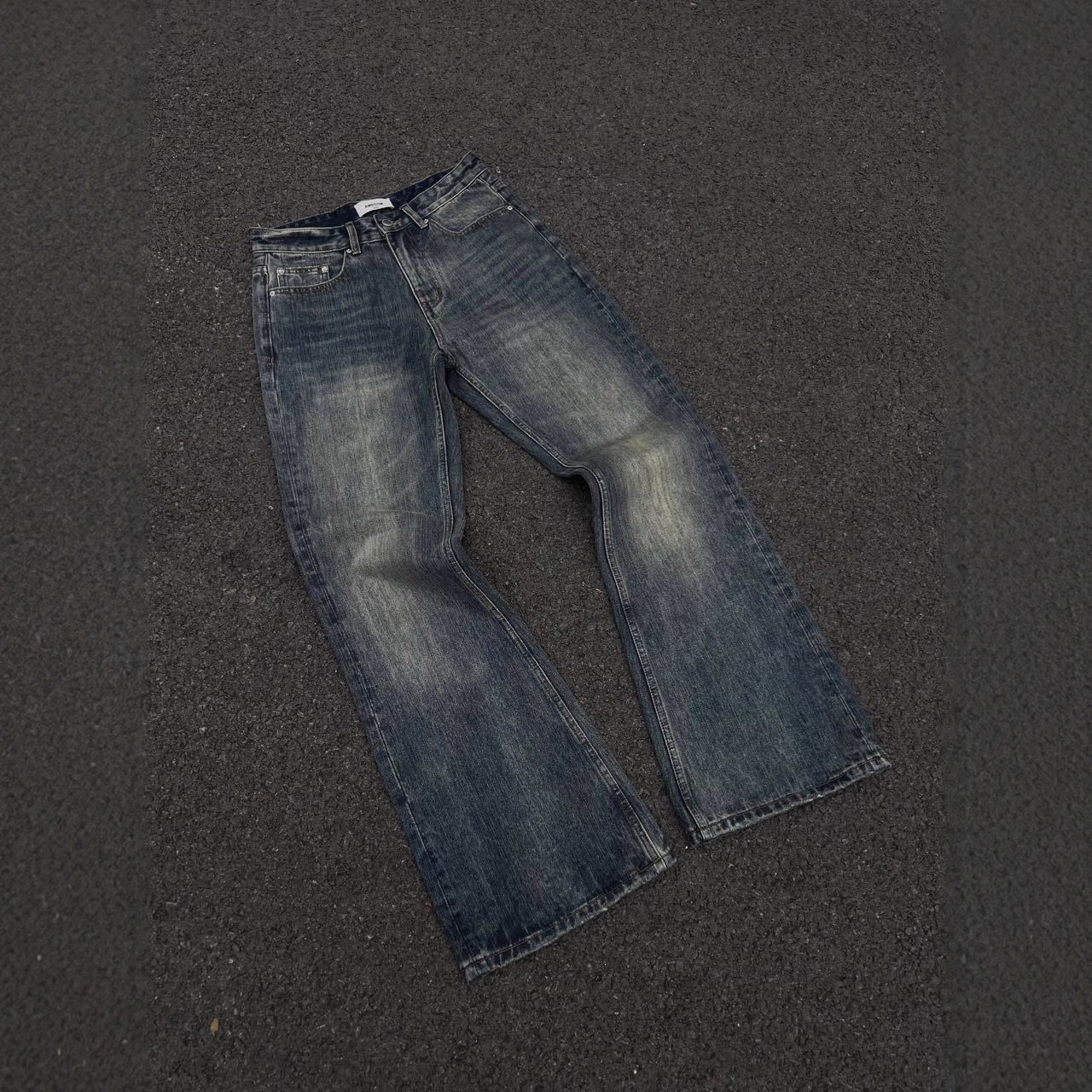 2025 Japan Okayama Bamboo Festival Sunset Smudged Washed Distressed Leg-Shaping Bootcut Slightly Flared Loose Jeans