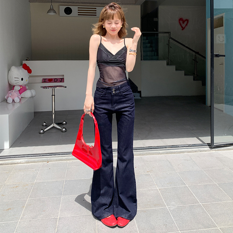 【Bsf.Cn】Trendy Hot Girl｜Exquisite Fashion｜Vintage Slimming Stretch Raw Leather Casual Flared Regular&