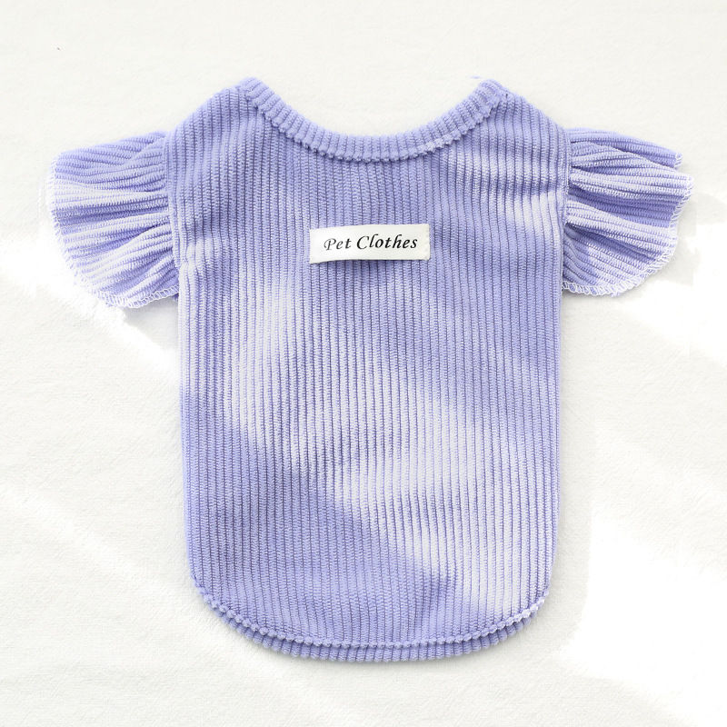 New Spring Knit Sweater with Ruffle Sleeves for Pets, Suitable for Bichon, Teddy, Small and Medium-Sized Dogs and Cats, Anti-Shedding, Factory-Made