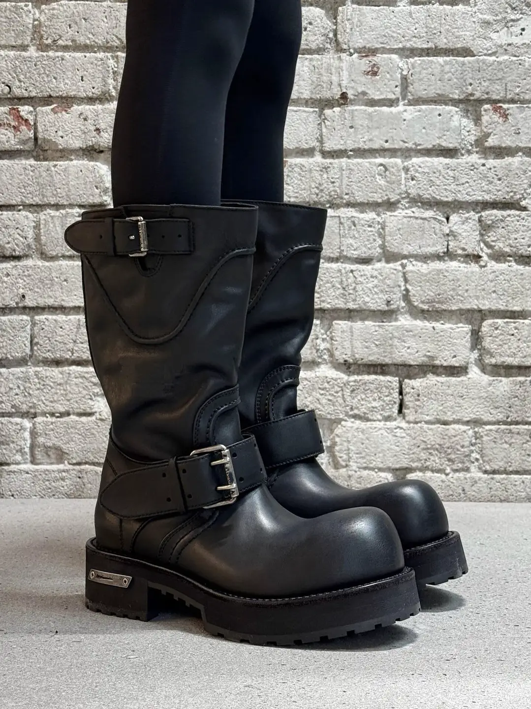 Men's and Women's Paris Venom Platform Shoes Boots Dark Stylish Pointed-Toe Knight Boots Retro Knee High Large Toe parka Boots