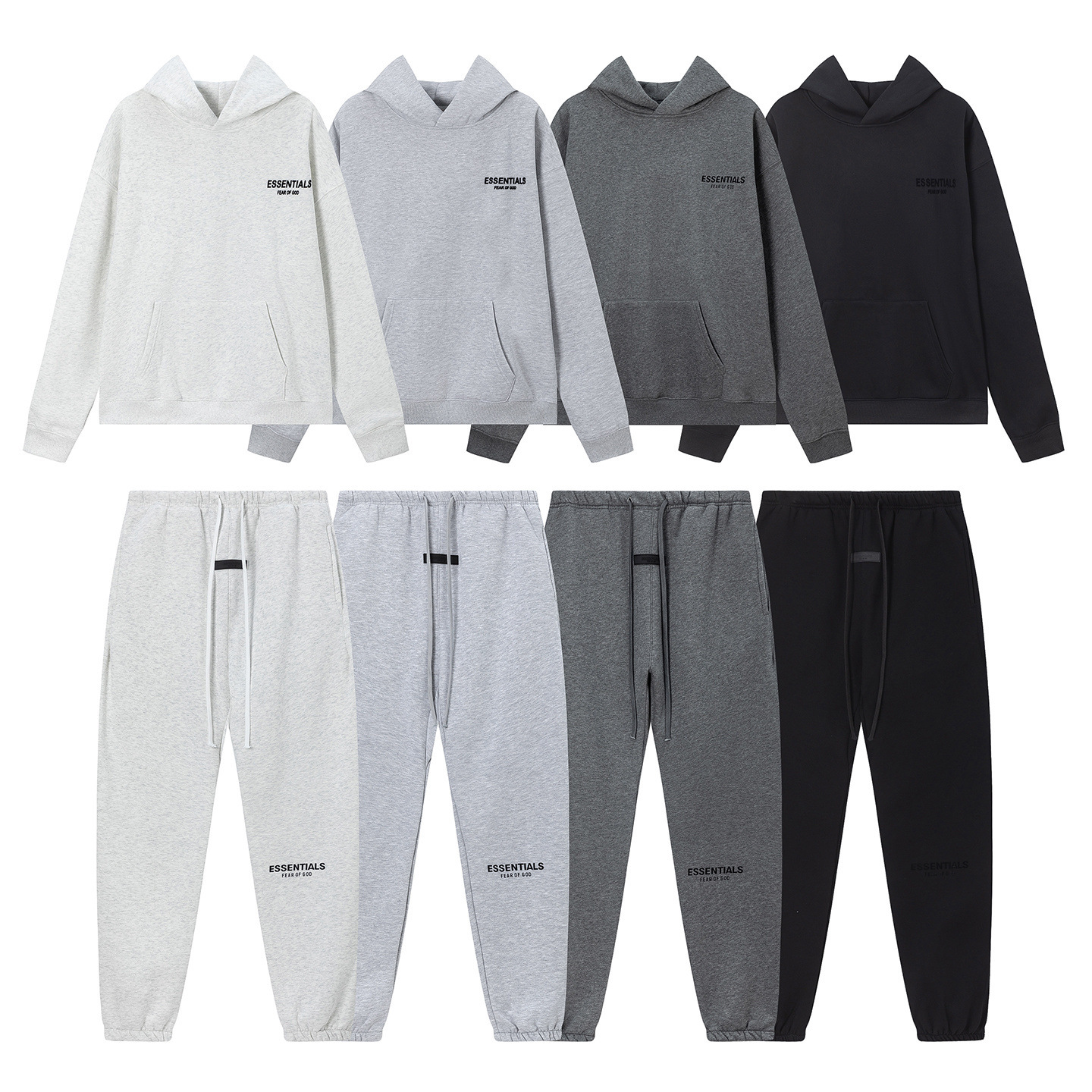 New Cross-Border Hot-Selling Hooded Sweatshirt with Black Letter Flocking Fog Essentials Fashion Brand