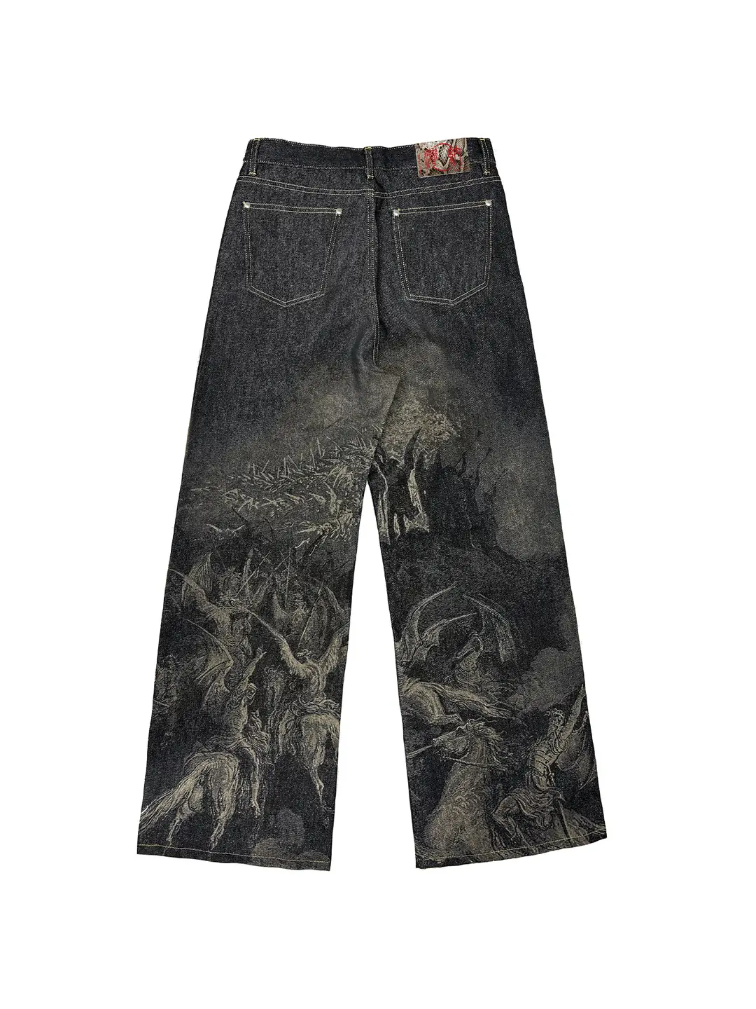 Wanna Lab 25Ss Paradise Lost Laser Burnt Baggy Raw Denim Pants