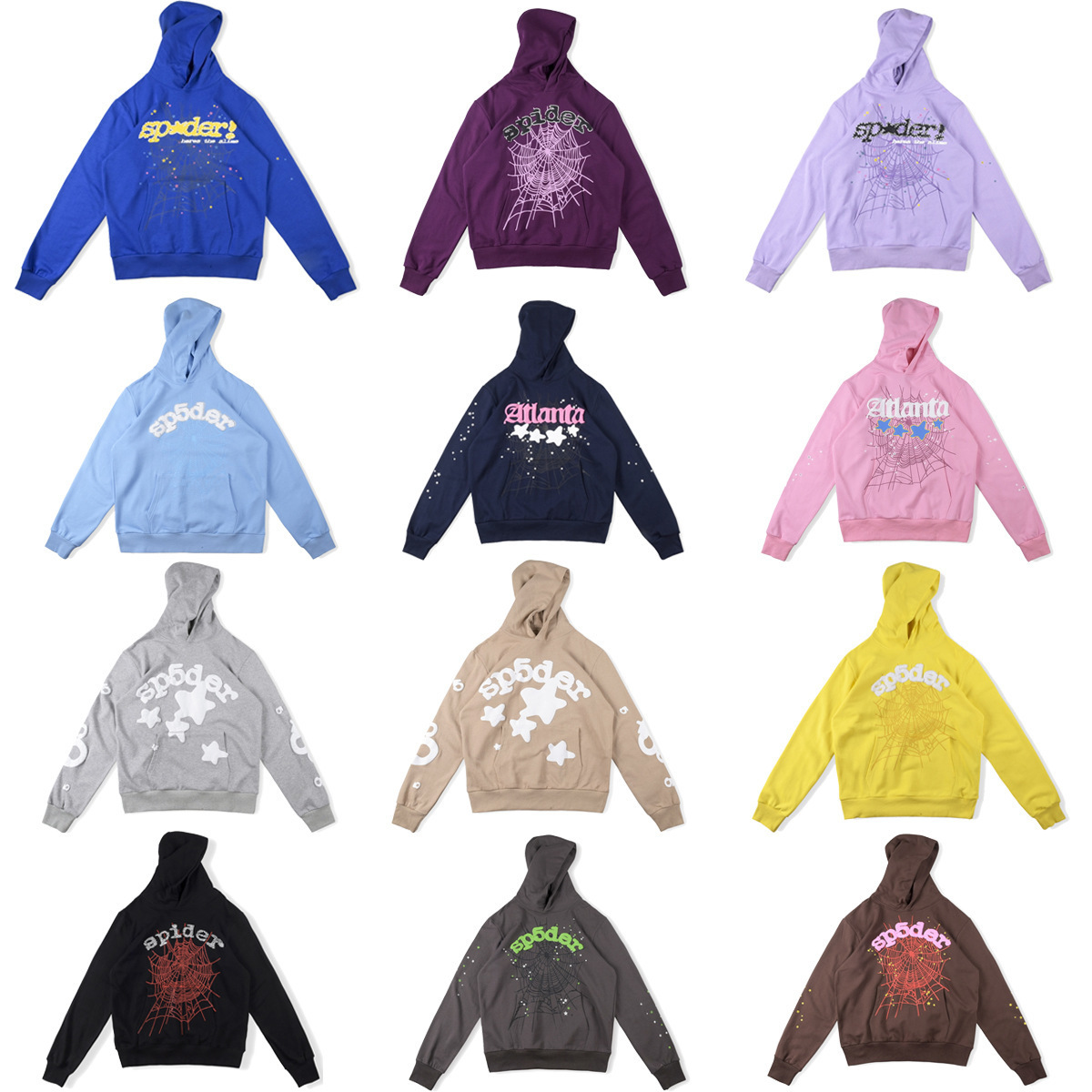 Real shot beauty tide brand Spder555 blockbuster 450g terry fleece-lined hoodie Sp5der high version sweater