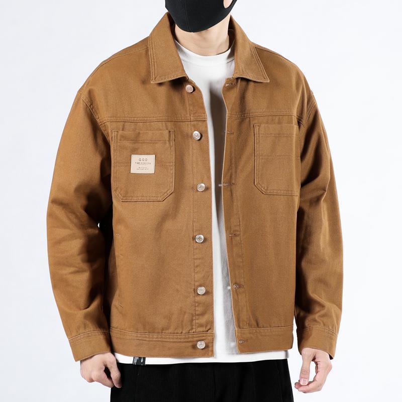 Diyu Dragon Denim coat men's cotton loose handsome solid color workwear jacket men's casual denim jacket high-end