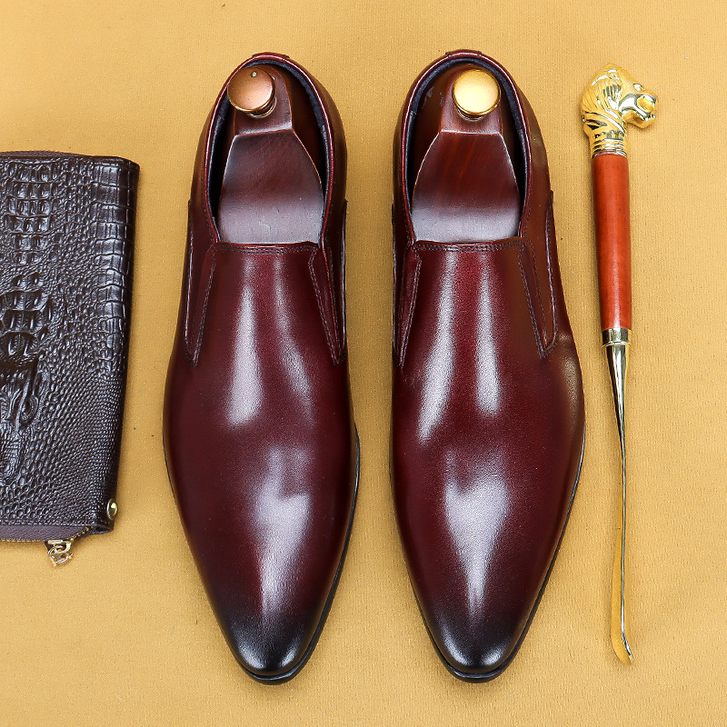 [Exclusively for Vips] Business Casual Leather Shoes for Men, First-Layer Cowhide, Breathable Pointed-Toe Wedding Shoes, British-Style Business Leather Shoes