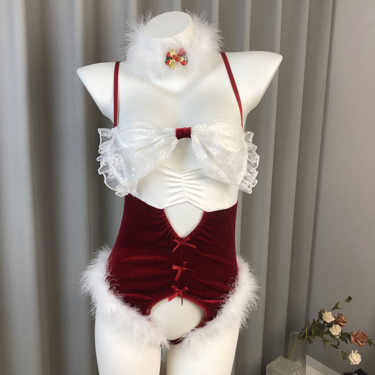 European and American Cross-Border Lingerie Christmas Bunny Girl Party Sexy Outfit Bow Pure Desire Style One-Piece Uniform