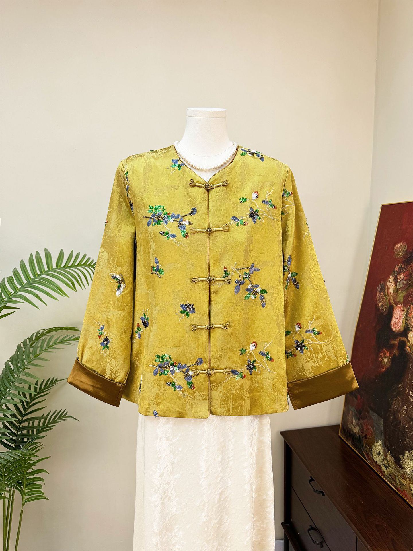 【Zhi Li】New Chinese-Style Beaded Sequin Jacquard Jacket 2026 Spring New Model High-End Elegant Top for Women