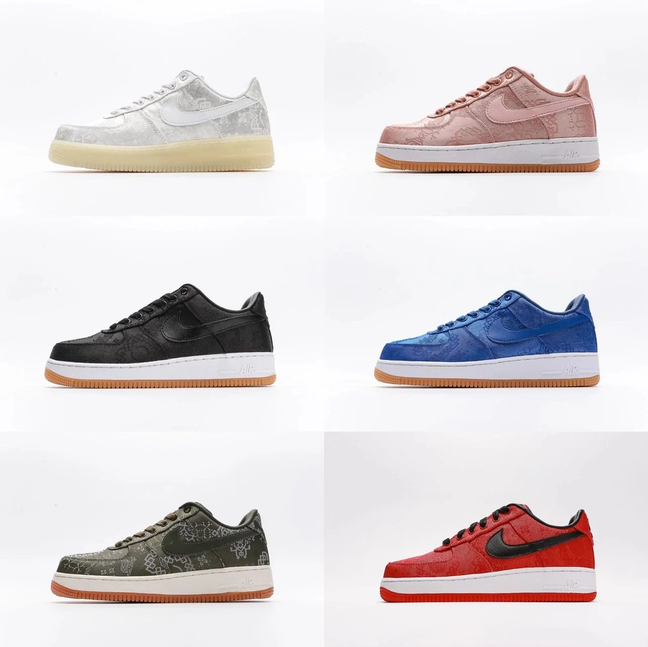 【工厂直邮】可撕空军丝绸陈冠希凝结集团CLOT x 藤原浩闪电Fragment Design x  Air Force 1 空军一号经典低帮百搭休闲运动板鞋