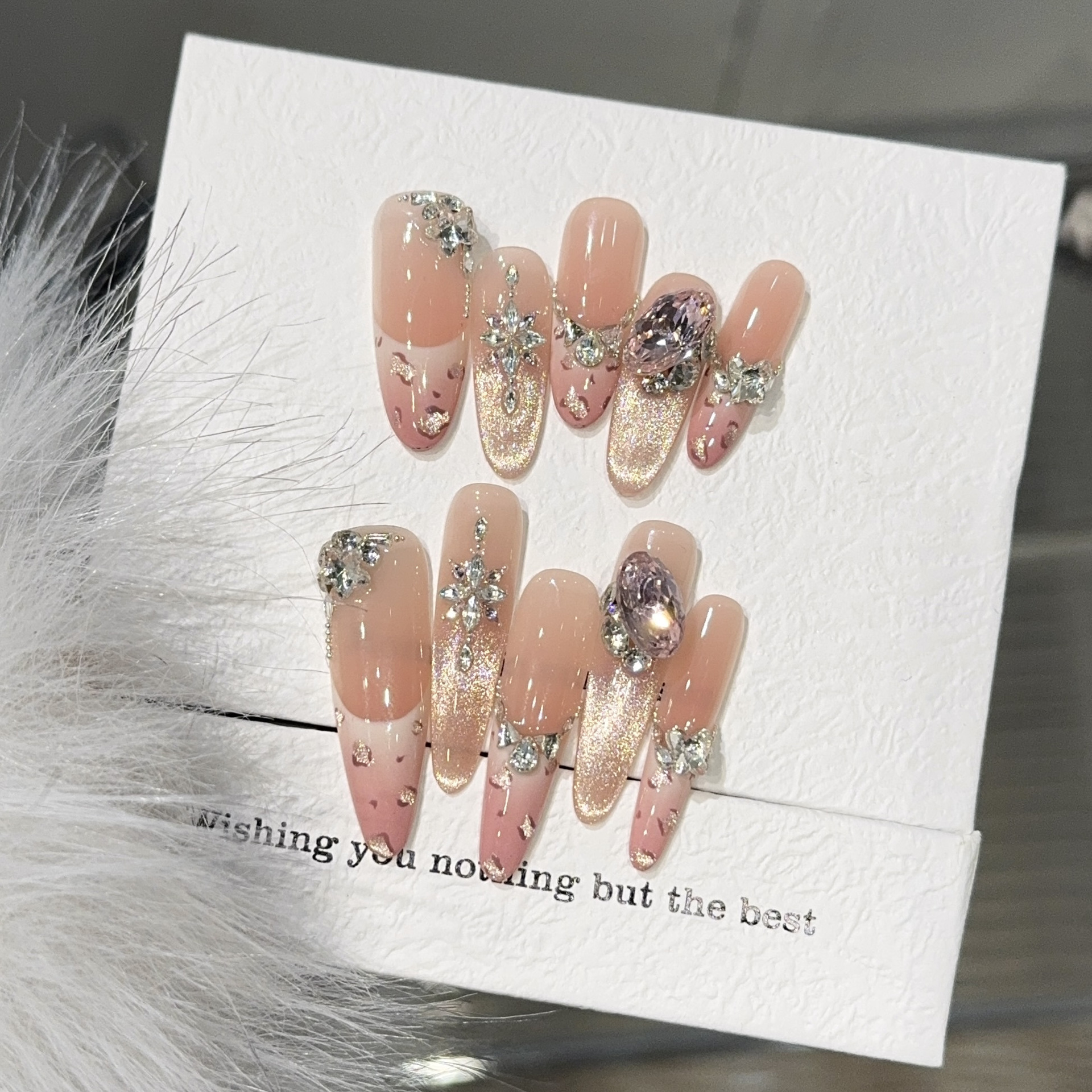 【Sweet Leopard】【X】Leopard Print Cat Eye Handmade Wearable Nails Wholesale Long Nail Art Stickers Fake Nails