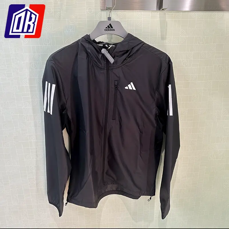 Adidas Lightweight Windbreaker Men's Spring and Autum Hooded Sun Protection Quick-Drying Sports Outwear In1483 Jf3682