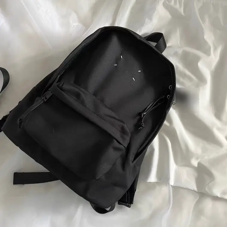 「E1Even7」 Mmm Style Classic Four-Corner Stitched Black Versatile and Good-Looking Canvas Backpack