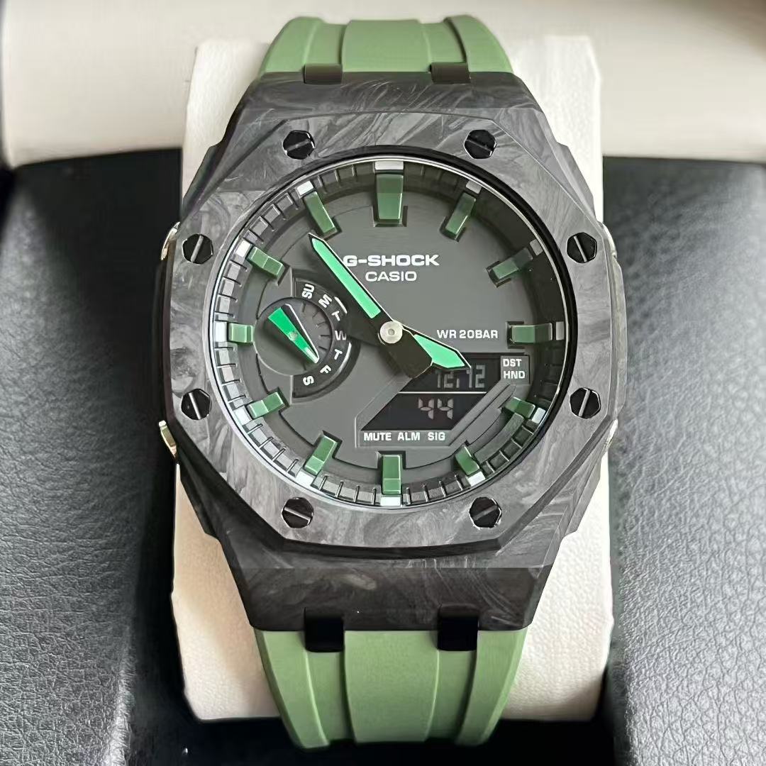 Wholesale Modified Ga-2100 Farmhouse Oak Watch Case Luxury Luminous Carbon Fiber Watch Case Fluororubber Strap Foto QC da 1688 su Qualit.ly