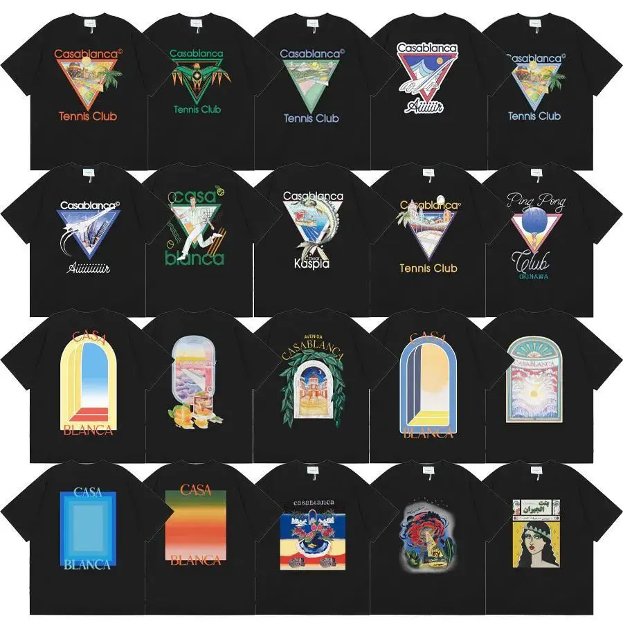 Printed men and women's loose short-sleeved T-shirt heavy cotton 2