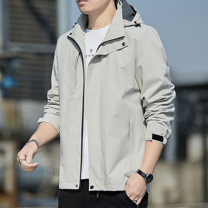 Men's Jacket Spring and Autumn New Style Detachable Hooded Windproof Outdoor Fashion Mountaineering Jacket Trendy