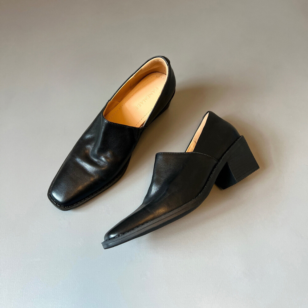 In Stock~ Women's Chunky Heel Single Shoes 2026 New Versatile Genuine Leather Elegant Slip-On Square-Toe Loafers