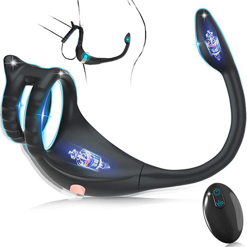 Russia's New Semen Locking Ring Wireless Remote Control Vibrating Double Ring Penis Semen Blocking Ring Factory Wholesale for Men and Women
