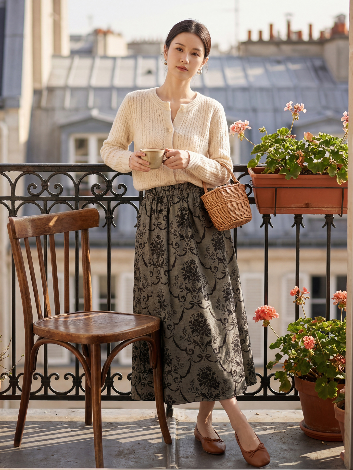 26 New Summer Style Silk A-Line Skirt for Women with Elastic Waist, Retro National Style Mulberry Silk Printed Mid-Length Skirt, Loose Fit
