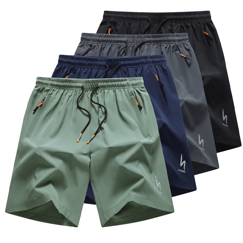 Summer Ice Silk Quick-Dry Sports Shorts for Men, Loose-Fitting 5-Point Shorts, Beach Casual Mid-Length Shorts Wholesale