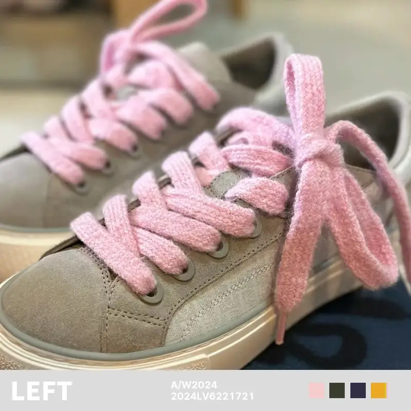 Left Is Suitable for Dior B33 Sneakers, Woolen Shoelaces, Wide Shoelaces, Dark Blue and Yellow Sports Shoe Ropes