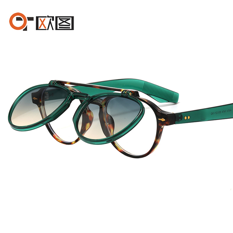 Pilot flip punk sunglasses 4474 endoscope anti-blue light can be equipped with myopia European and American personalized sunglasses