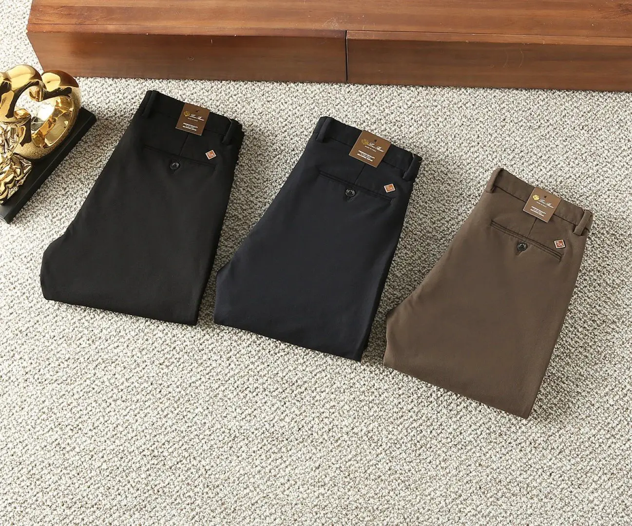 L, P family business casual pants 2025 fall and winter thickness of the new models, twill cotton elastic casual pants, texture good workmanship fine Bringing urban leisure simple wind, multi-link wash mark complete high quality