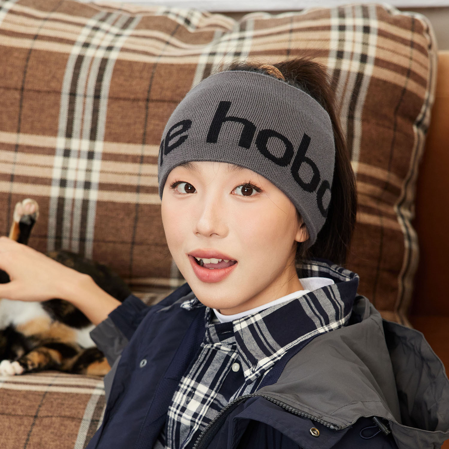 Japanese and Korean Style Jacquard Letter Knitted Hair Band Women's Outer Wear Sports Wide-brimmed Autumn and Winter Windproof Hair Accessories Men's Street Hip-hop Headband
