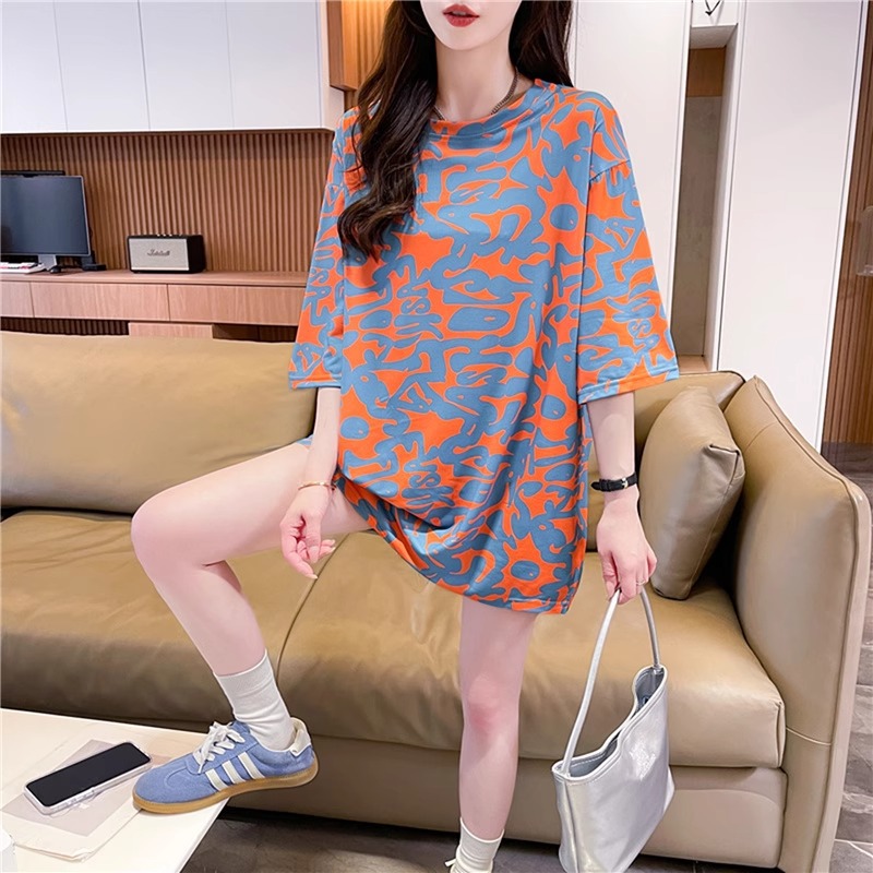 2026 Spring/Summer New Korean Style Loose Mid-Length Trendy Letter Ins Style Versatile Short-Sleeve T-Shirt Women's Top