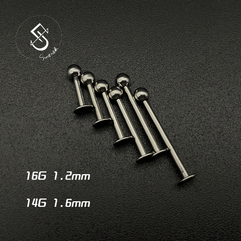 1.2/1.6mm spot cross-border titanium steel lip nail lip ring earring wine nest nail flat Rod stainless steel piercing jewelry