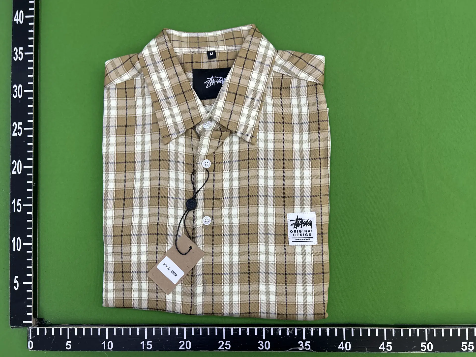 2025 new plaid contrasting color lapel long sleeved shirt for men's street fashion brand loose casual versatile top