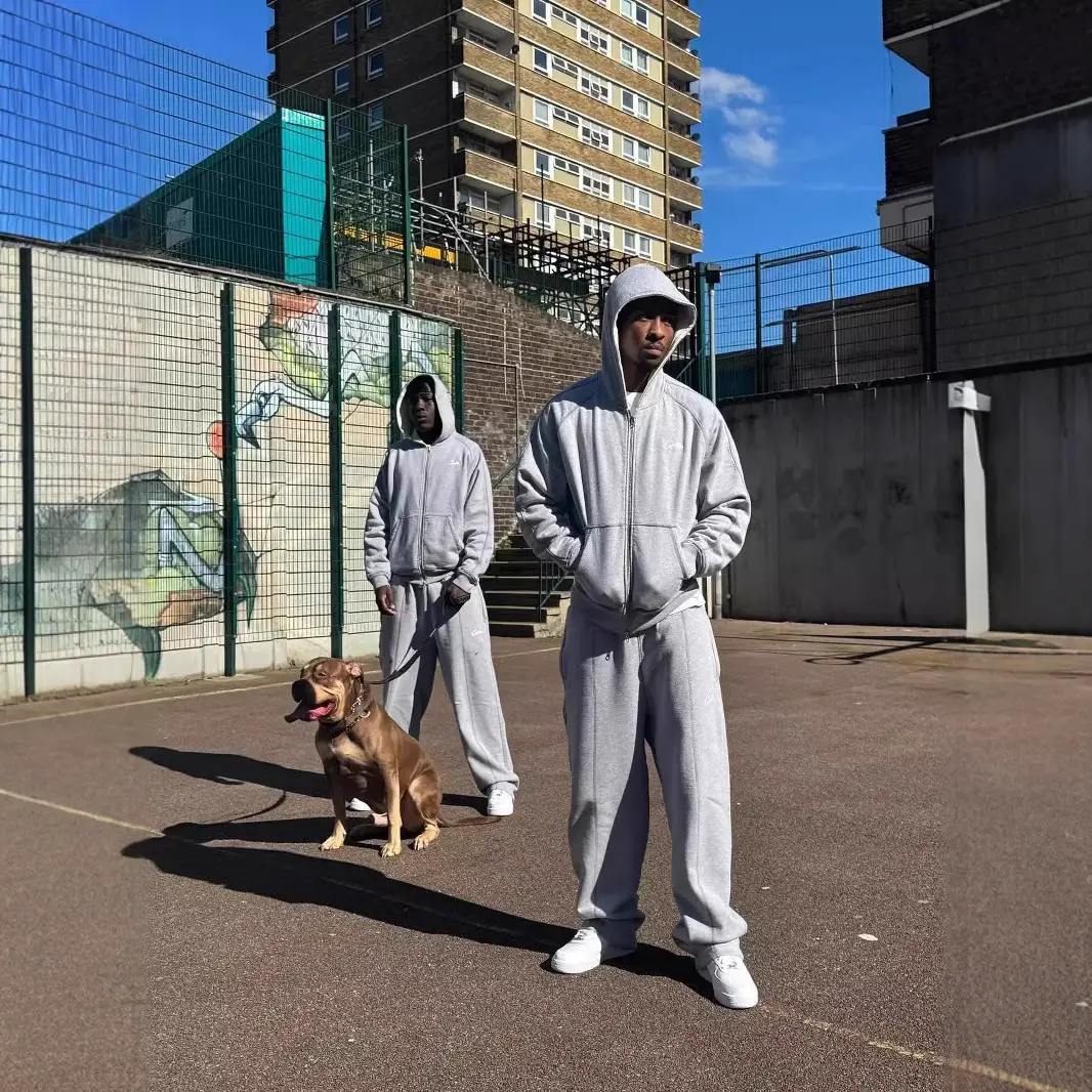 High-Quality American Hip-Hop Street Dance Hooded Sweatshirt Jacket Men's Trendy Loose Sports Suit Straight-Leg Sweatpants