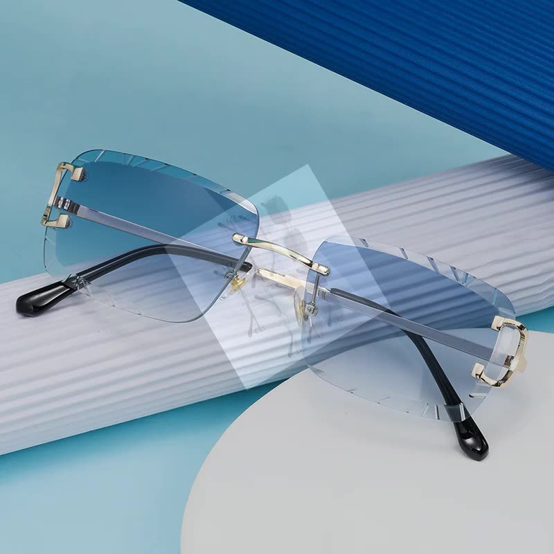 Cross-Border Rimless Square Edge-Cut Sunglasses European and American Ins Street Style Trendy Sunglasses Cross-Border Sunglasses