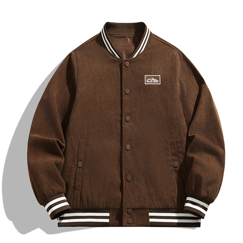Hong Kong style baseball collar men's jacket fashion brand loose stand collar casual jacket autumn men's baseball uniform wholesale