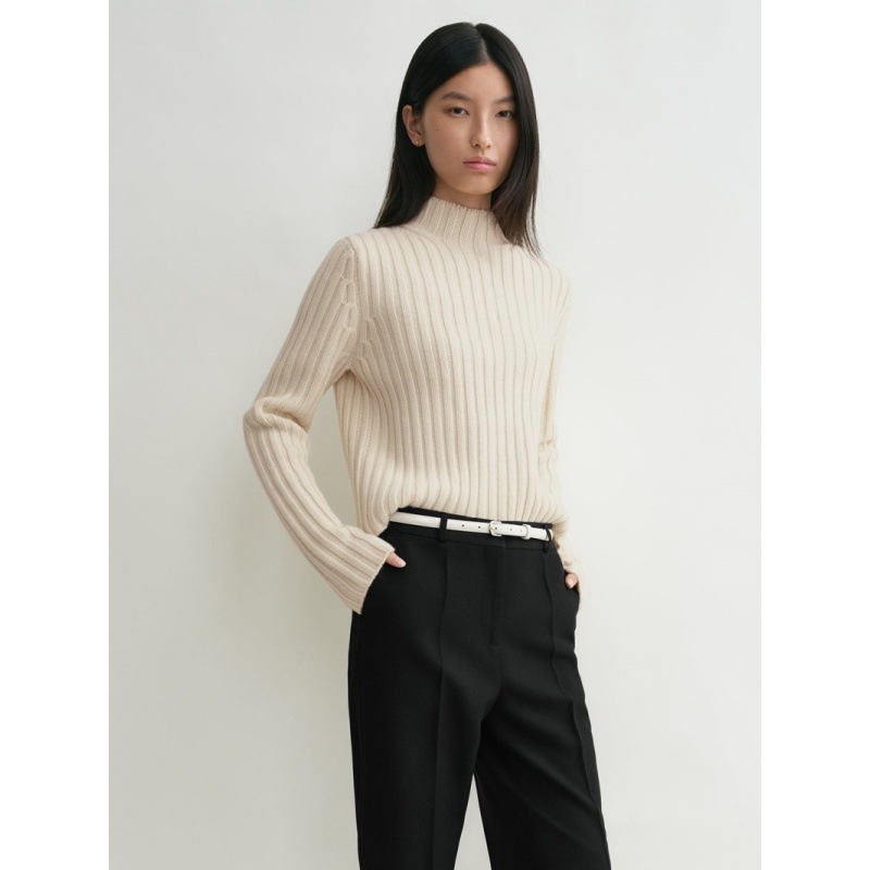 Longmei Ribbed Half-Turtleneck Sweater for Women 2025 Autumn and Winter New Tot Style Simple Long-Sleeved Wool Knit Top
