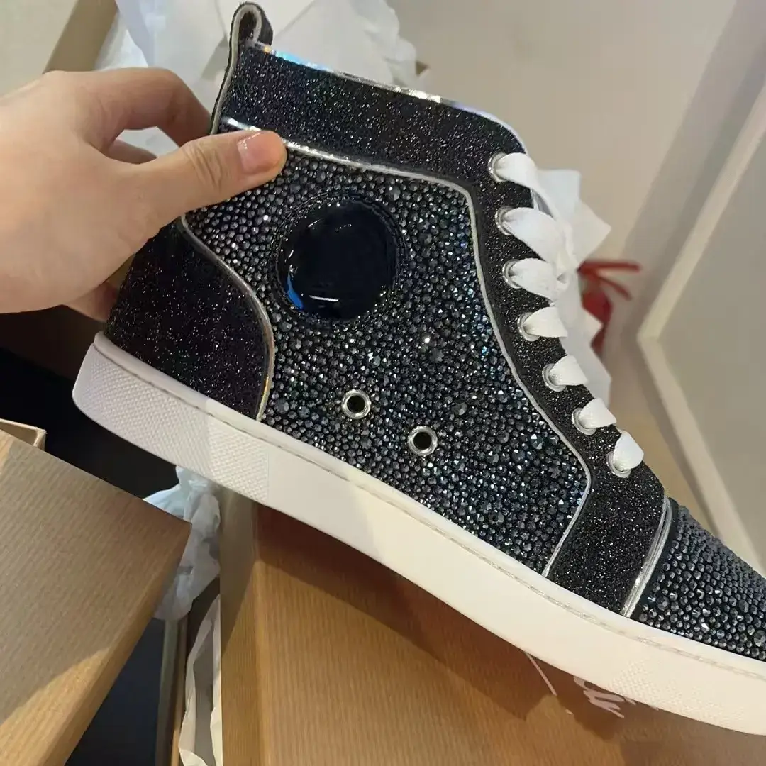 European station new cl red shoes black velvet suede high top rivet shoes diamond shoes fashion trend all-match board shoes