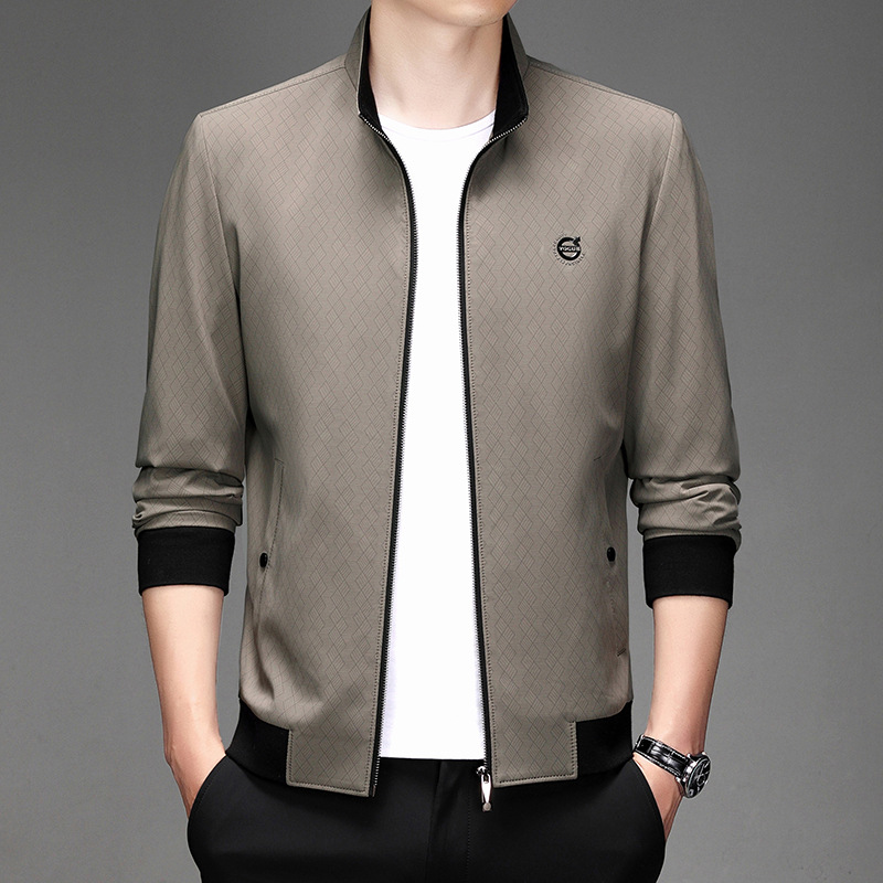 2023 New Vertical Collar Business Casual Workwear Aviator Thin Jacket Men's Short Jacket Trendy Top