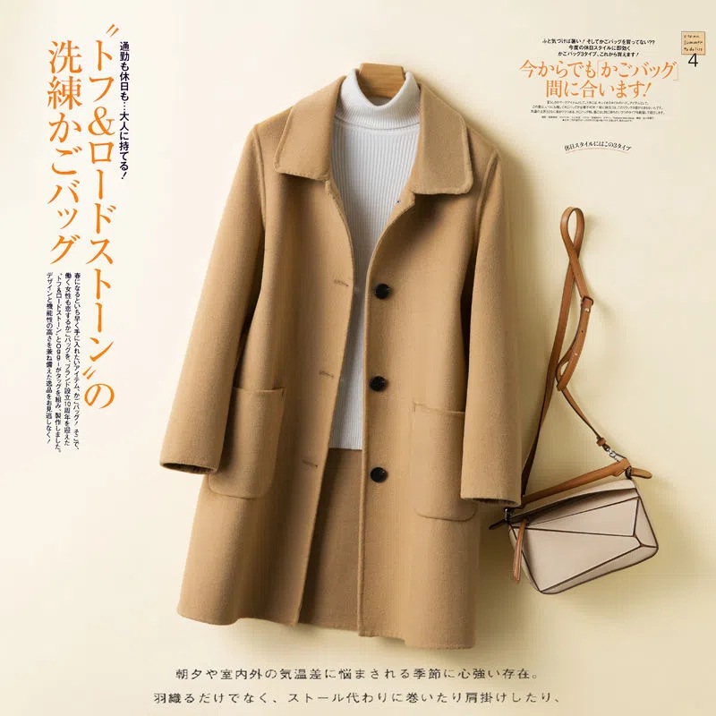 Off-season Pure Wool Coat Women's Mid-length 2022 Winter New High-end Korean Double-sided Cashmere Woolen Coat